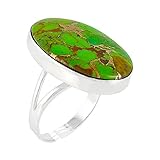 Green Turquoise Ring in Sterling Silver 925 Sizes 5 to 12