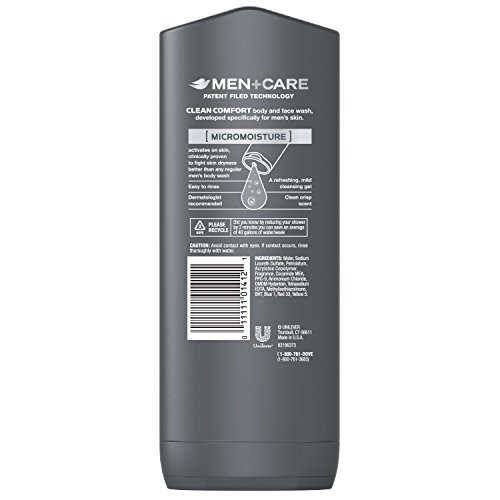 DOVE MEN+CARE BODY AND FACE WASH, CLEAN COMFORT, 18 OZ