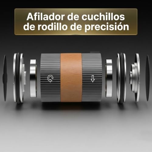 Knife Sharpener Roller, Professional Knife Sharpener for Kitchen Knives, Sharpening Stone, Rolling Knife Sharpener on 5 Discs, Two Sharpening Angles 15° and 20° (Black)