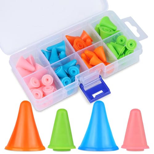48 PCS Knitting Needles Point Protectors/Stoppers,Multi-Colored Needle Tip Stoppers with Plastic Box, 2 Sizes(32 PCS Small+ 16 PCS Big Knitting Needles Cap) Needle Tip Stoppers for Knitting Craft