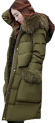 Generic Women Faux Fur Collar Thickening Warm Down Cotton Jacket Army green US L Generic Women Faux Fur Collar Thickening Warm Down Cotton Jacket Army green US L