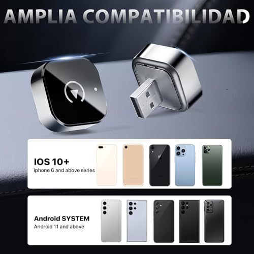 AINIFREE 2026 2 in 1 Wireless CarPlay Adapter, Mini Wireless Adapter, CarPlay and Android Auto, No Latency, Mini USB Design, Car Accessories, Compatible with iPhone and Android