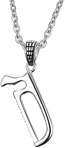 Punk Titanium Saw Tag Necklace For Men Womens Fashion Stainless Steel Pendant Womens Titanium Necklace Women's Punk Titanium Pendant