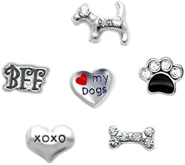 Cherityne Love My Dogs Themed Set of 6 Floating Charms for Locket Pendant #1