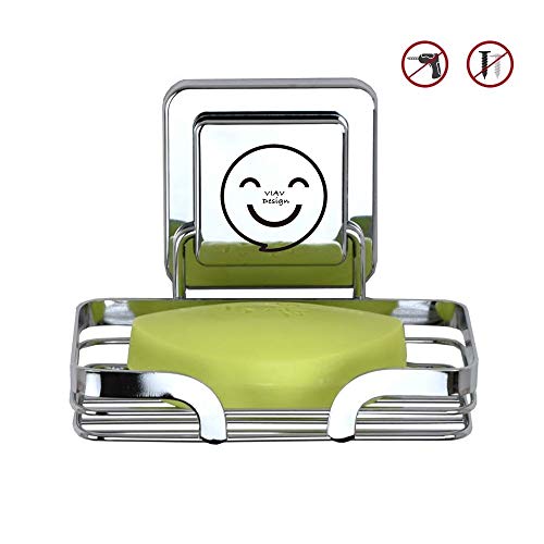 VIAVDesign Soap Dish Sponge Holder Wall Mounted for Bathroom & Kitchen Stainless Steel No Drilling Rustproof