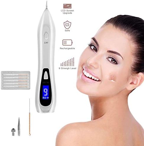 Mole Removal Pen,Remove Birthmarks, Remove Warts, Spot Eraser Pro, Perfect for birthmarks, liver spots, tattoo, liver spots, mole and freckles, with 2 types of needles, USB rechargeable-white