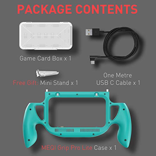 MEQI Hand Grip Case for Nintendo Switch Lite, Ergonomic Gaming Charging Case with Game Storage Case, Fast Charge Compatible 5V 2A AC Adapter with Type-C Cable for Switch Lite Console - Blue