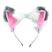 Ears Headband Cat Fox Kitten Fur Ears Hair Bands Anime Party Costume Kitty Cosplay Headband for Halloween Christmas or Kitten Theme Party Costume (Gray and White)