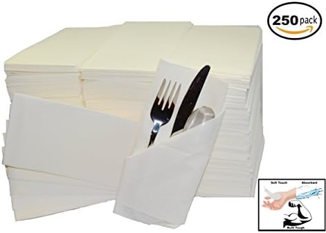 (250 Pack) Soft White Linen Feel Guest Towels: Strong and Absorbent Premium Disposable Cloth Kitchen and Bath Napkins (12" x 17")