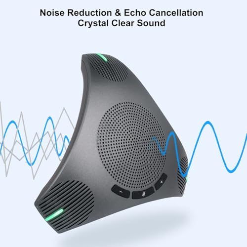 Conference Speaker and Microphone - 360° Omnidirectional USB Speakerphone with USB Hub, Features Noise Reduction and Echo Cancellation, Ideal for 8-10 People in Business Conferences and Home Offices.
