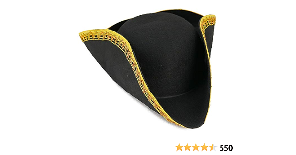 Skeleteen Colonial Black Tricorn Hat 