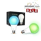 Smart Bulb,Wi-Fi Smart Led Light Bulb (100W Equivalent) Compatible Amazon Alexa Google Home,App&Voice Controlled Party Bulbs Color Changing Dimmable Night Light Wake Up Lights(e26/e27) - 2 Pack