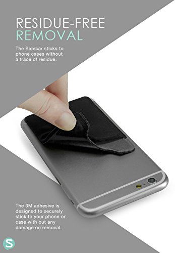 Silk Stick-on Phone Wallet - Sidecar Slim Expandable Credit Card Pocket - Fits iPhone and Android (Midnight Black) - Thumbnail 3