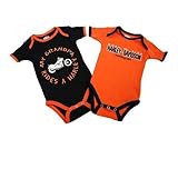 Harley-Davidson Boys Baby Twin Pack Creeper My Grandpa Rides a Harley Orange