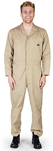 Natural Workwear - Mens Long Sleeve Basic Blended Coverall, Khaki 38102-Large