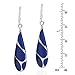 AeraVida Vintage Streaked Teardrop Simulated Blue Lapis Lazuli .925 Sterling Silver Dangle Earrings | Shiny Fish Hook Earrings | 9x45mm Lightweight Gift Jewelry for Women