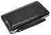 DEEZOMO Women's Leather Clutch Wallet with Wrist Strap Fit for iPhone 6 Plus/Samsung Galaxy S7 - Black