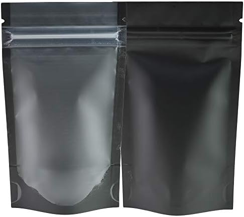 Black/Frost Clear Gusset Ziplock Gripseal Bags Stand-Up Packing Pouch Matte Finish(15x23CM (5.90'' x 9.05''),200)