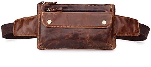 Loyofun Unisex Brown Genuine Leather Waist Bag Messenger Fanny Pack Bum Bag For Men Women Travel Sports Running Hiking (Coffee)