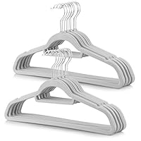 VelvetPros Non-Slip Velvet Hangers (20-Pack) | 360 Swivel Hooks | Durable, Space Saving Clothes Hangers | Suit Hangers | Coat Hangers | Suitable for Dress Clothes, Coats, Jackets and Pants (Grey)