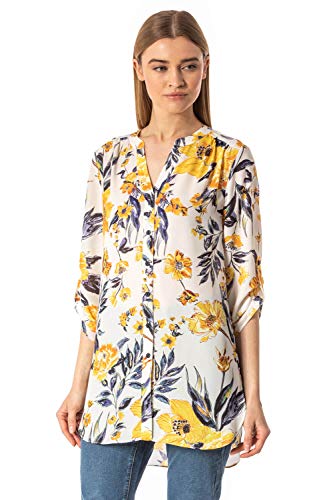Ladies Collarless Smart Blouse Tunic 