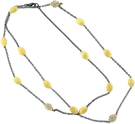 Goltone and Synthetic Pave Nugget Necklace