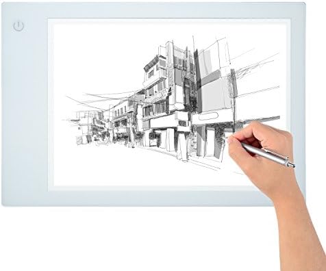 Light Box,Tracing Light Box A4 (15.7"x14.5") LED Artcraft Light Box Battery Powered Light Pad For Artists,Drawing, Sketching, Animation Light Table Light Board (White)
