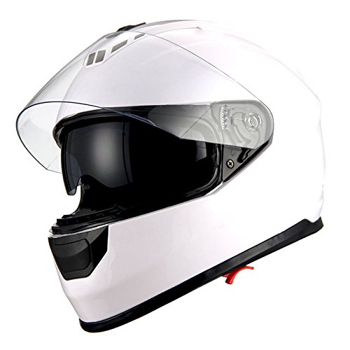 1Storm Motorcycle Full Face Helmet Dual Lens/Sun Visor Glossy White