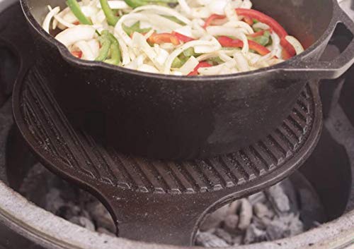 18" Cast Iron Plate Setter for Large Big Green Egg Accessories or Other Caramic Grill ConvEGGtor for BGE Accessories 3Legs Grooved Plate Setter for Indirect Cooking BBQ Smoker Accessories