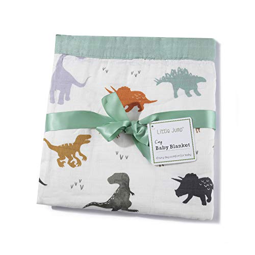 image for LittleJump Dinosaur Muslin Stroller Blanket - Bamboo Summer Blanket fo