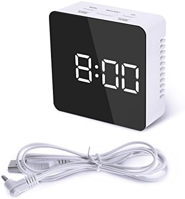 Brand your brand Plastic Square Ae Mirror Finish Digital Clock with Dual Power Option (White)