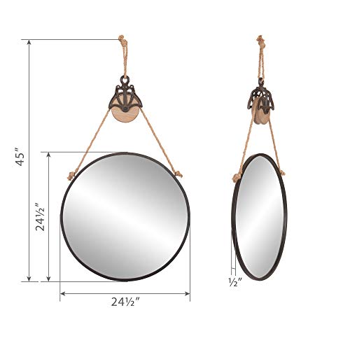 Patton Wall Decor 24" Round Metal Wall Mirror with Hanging Rope and