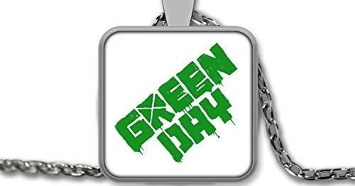 Green Day No.2 Square Pendant Necklace 1 inch in diameter