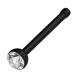 Cubic Zirconia Press Fit Nose Bone Stud Titanium IP