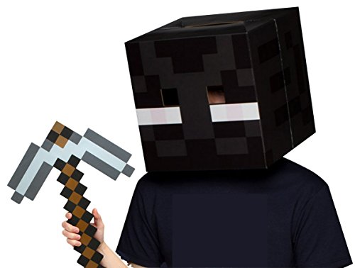Official Minecraft Enderman Head with Foam Pickaxe Costume Set