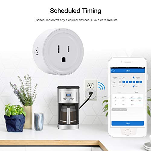 Cyhulu WiFi Smart US Plug Mini Socket, Alexa and Google Voice Control, App Remote Control,Works with Alexa & Google Home &IFTTT, No Hub Required,10A