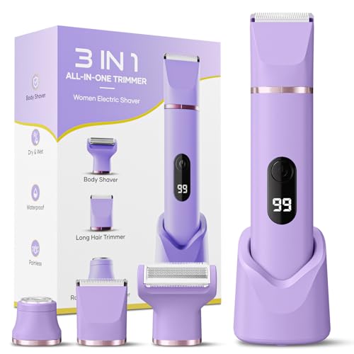3-in-1 Intimate Shaver for Women, tiovara Electric Shaver for Face Bikini Zone Legs, Waterproof & Gentle on Sensitive Skin, Wet & Dry Razor with USB Charging