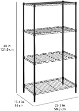 Amazon Basics 4-Shelf Narrow Storage Unit Steel Black 360 kg Capacity 4 Shelves view 8