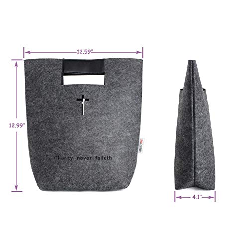 Bible Covers Bag with Carry Handle,Christian Art Gifts Tote for Women Men,Church Inscription Bangle, Religious Cross Design Bracelet for Mother Father Gift,Felt Bible Carrying Study Book Case (Gray)