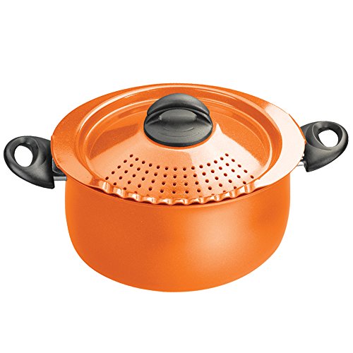 Bialetti 07256 Oval 5 Quart Pasta Pot with Strainer Lid, Purple