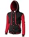 H2H Mens Slim Fit Hoodie Cotton Varsity Baseball Bomber Hooded BlackRed US M/Asia L (CMOJA099)