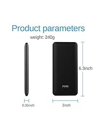 Heloideo   Batería externa de 10000 mAh para todos los teléfonos móviles (negro)
