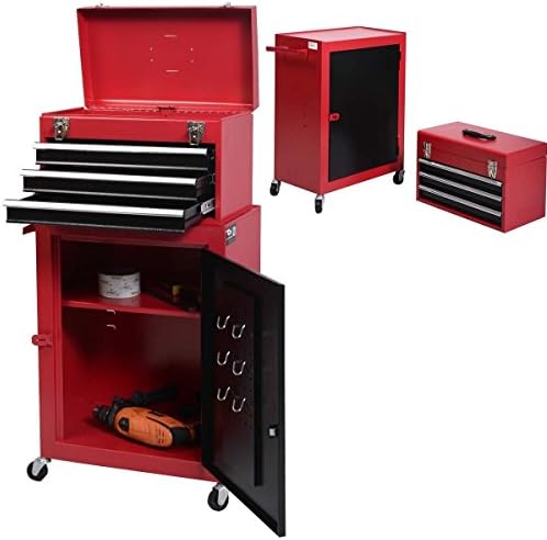 UBRTools 2pc Mini Tool Chest & Cabinet Storage Box Rolling Garage Toolbox Organizer New