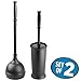 MetroDecor mDesign Toilet Bowl Brush and Plunger for Bathroom, Black, Set of 2