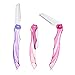 Zodaca [3 Pack] Folding Eyebrow Sharpers Facial Razor Hair Shaving Grooming Trimmer with Pouch for Facial Hair Removal and Body Shaving, Pink/Purple