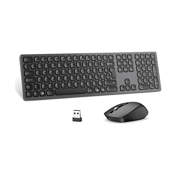 Jelly-Comb-Wireless-USB-Keyboard-and-Mouse-Combo-24G-Wireless-Rechargeable-Keyboard-and-Mice-Qwerty-UK-Layout-with-USB-Receiver-for-PC-Laptop-Computer-with-Windows-System-Space-Gray Jelly Comb Wireless USB Keyboard and Mouse Combo, 2.4G Wireless Rechargeable Keyboard and Mice Qwerty UK Layout with USB…