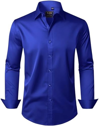 royal blue dress shirt walmart OmegaTux Men's Slim Fit Button Up Long Sleeve Solid Dress Shirt - Royal Blue