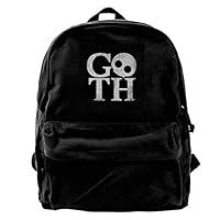 MIJUGGH Canvas Backpack Goth Love Skull Rucksack Gym Hiking Laptop Shoulder Bag Daypack for Men Women