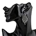 D EXCEED Gift Idea Jet Black Crystal Dangle Drop Earrings Chandelier Charm Ear Accessory for Women and Ladies Pewter