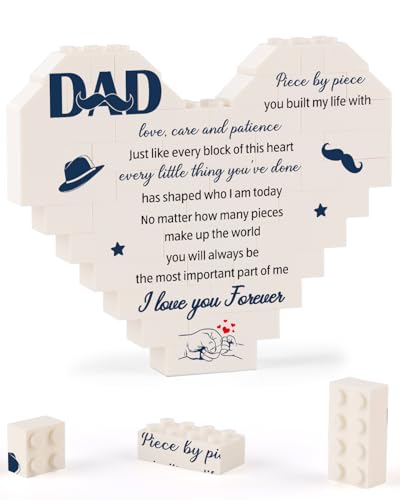 KAAYEE Fathers Day Dad Gifts, Building Blocks Plaque Dad Birthday Gifts from Daughter Son, Funny Daddy Presents from Kids for Christmas Birthday, Ideal Gift for Daddy Father Men
